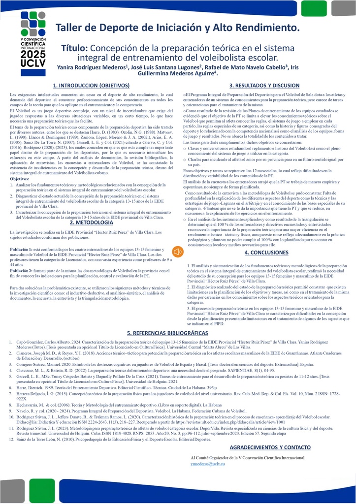 Concepción de la preparación teórica en el sistema integral de entrenamiento del voleibolista escolar.