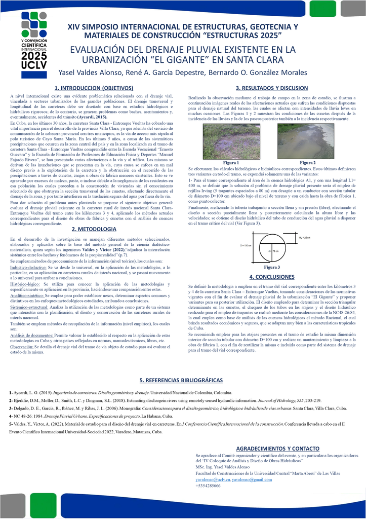 Evaluation of the existing stormwater drainage system in the “El Gigante” development in Santa Clara
