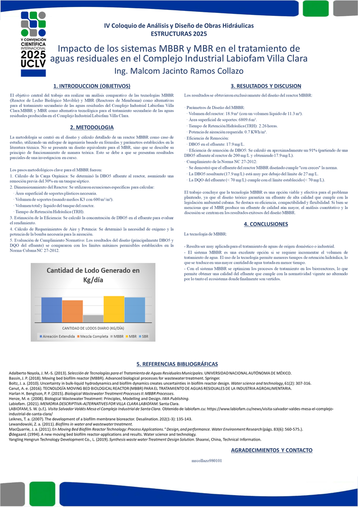 Impact of MBBR and MBR systems on wastewater treatment at the Labiofam Villa Clara Industrial Complex
