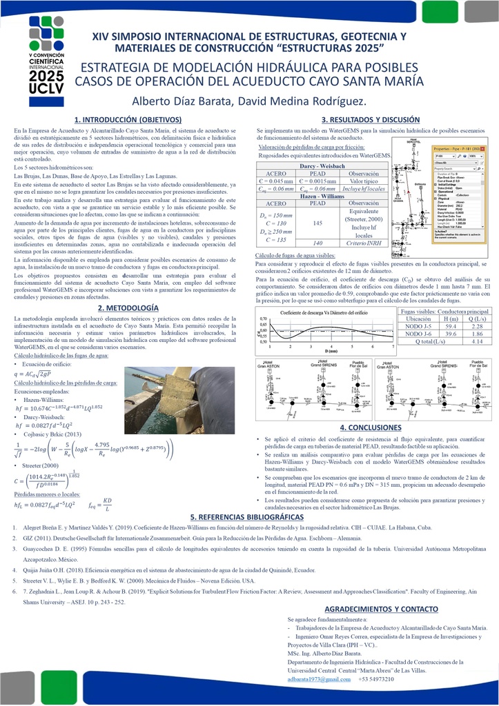Hydraulic Modeling Strategy for possible operation cases of the Cayo Santa María Aqueduct