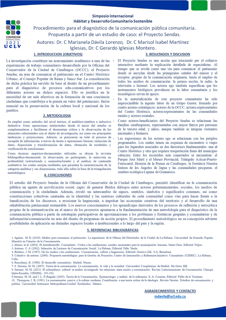 Procedimiento para el diagnóstico de la comunicación pública comunitaria. Propuesta a partir de un estudio de caso: el Proyecto Sendas.