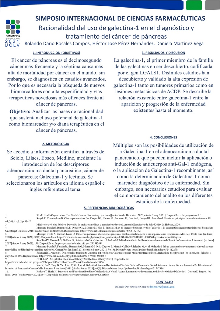 Racionalidad del uso de galectina-1 en el diagnóstico y tratamiento del cáncer de páncreas