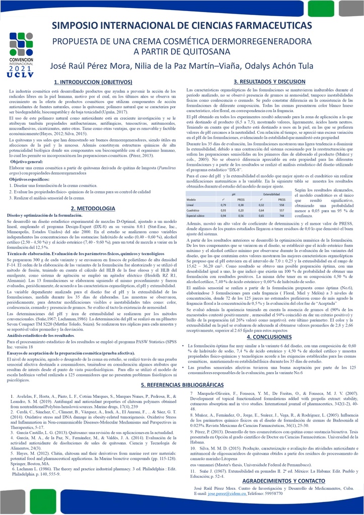 Propuesta de una crema cosmética dermorregeneradora a partir de quitosana