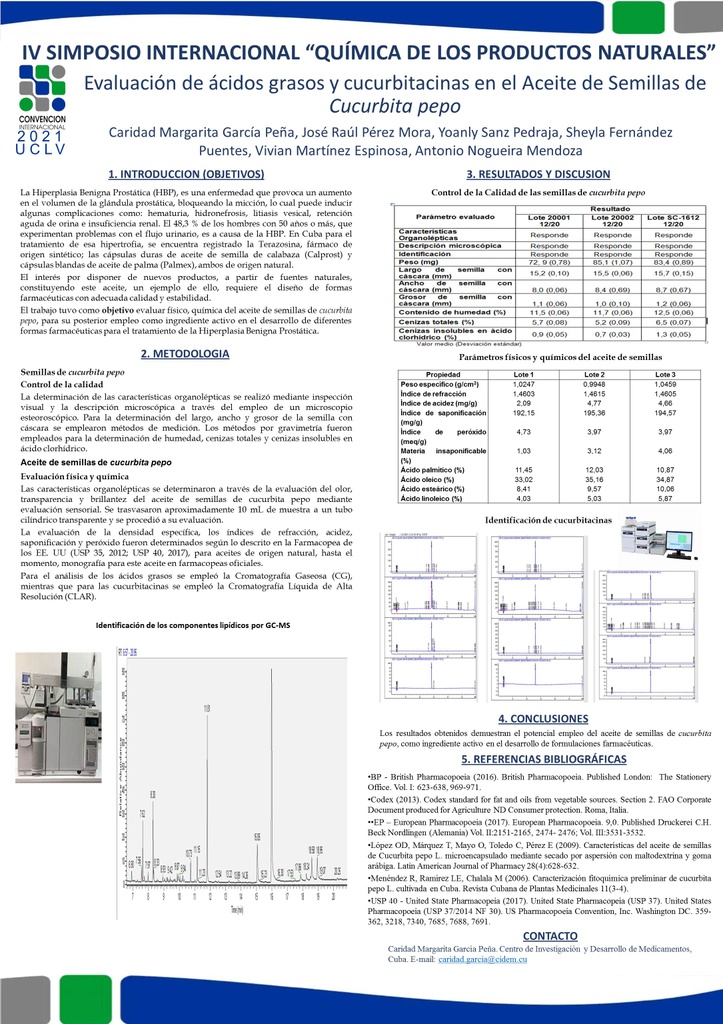 Evaluation of fatty acids and cucurbitacins in cucurbita pepo seed oil