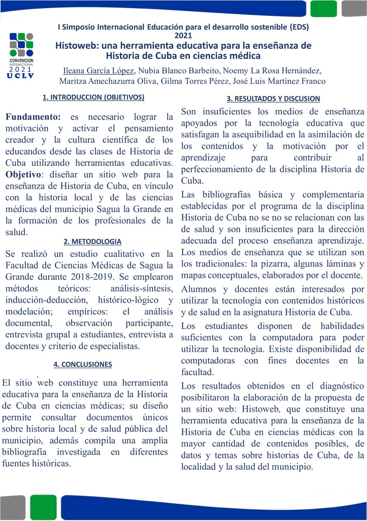 Histoweb: An educational tool for teaching History of Cuba in Medical Sciences