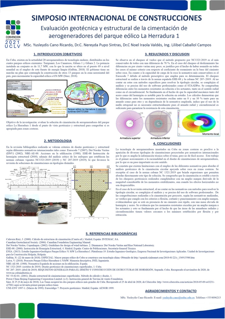 Evaluation geotechnical and structural of the wind turbine foundations of the wind farm La Herradura 1