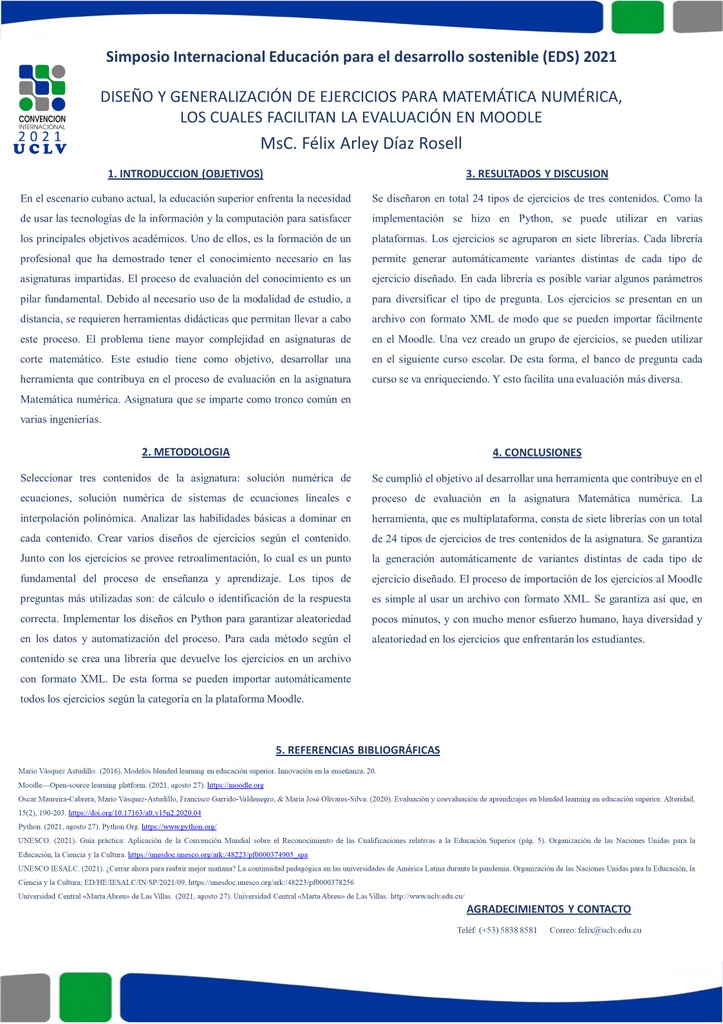 Design and generalization of exercises for Numerical mathematics, which facilitate the evaluation in Moodle