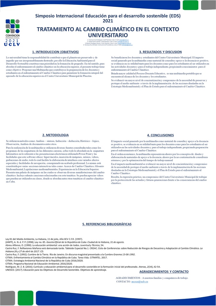 TREATMENT OF CLIMATE CHANGE IN THE UNIVERSITY CONTEXT