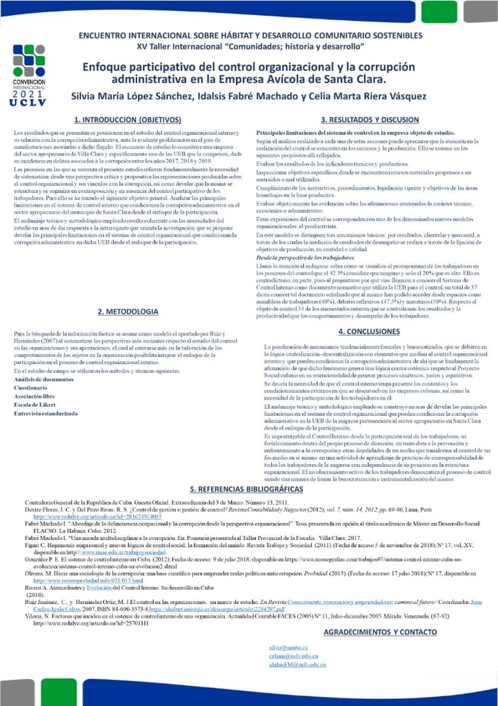 Participatory approach to organizational control and administrative corruption in the Santa Clara Poultry Company