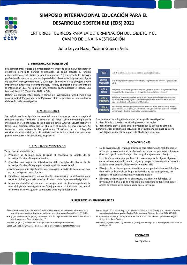 Criterios teóricos para la determinación del objeto y el campo de una investigación.