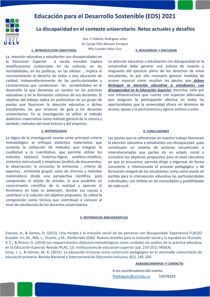 La discapacidad en el contexto universitario. Retos actuales y  desafíos.