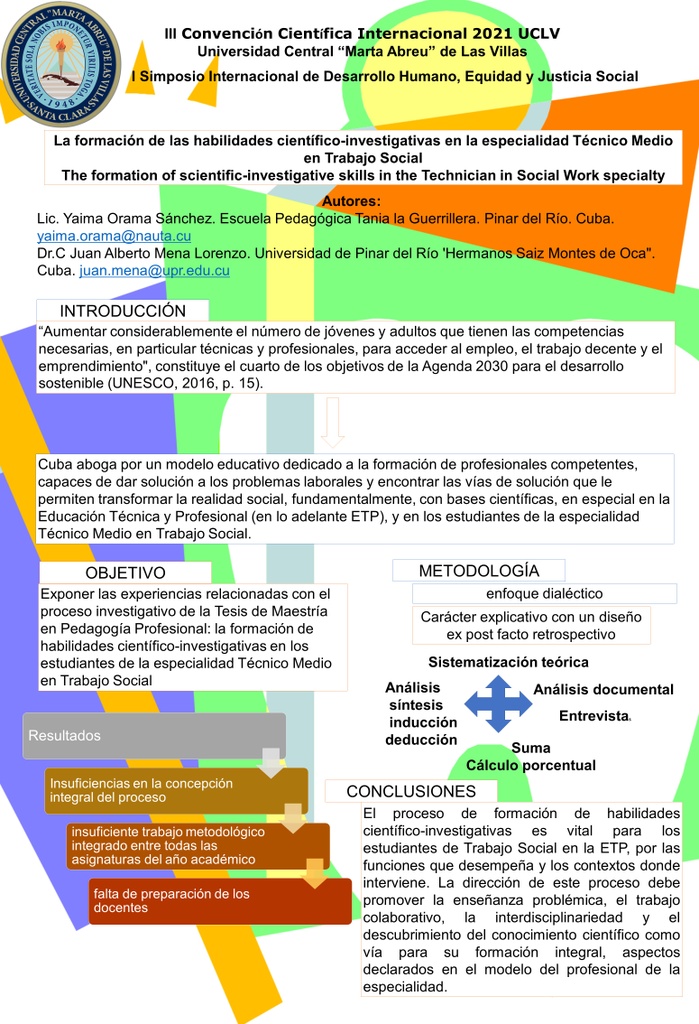 La formación de las habilidades científico-investigativas en la especialidad Técnico Medio en Trabajo Social
