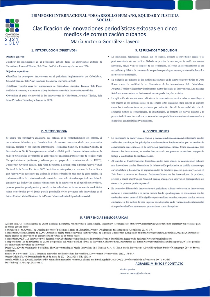 CLASSIFICATION OF SUCCESSFUL JOURNALISTIC INNOVATIONS IN FIVE CUBAN MEDIA