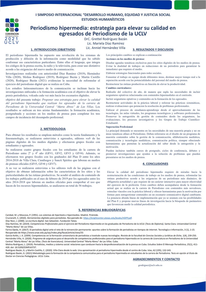 Periodismo hipermedia: estrategia para elevar su calidad en egresados de Periodismo de la UCLV