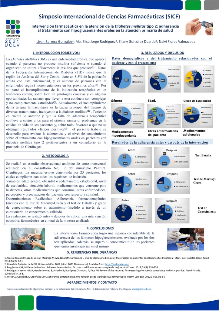 Intervención farmacéutica en la atención de la diabetes mellitus tipo 2: adherencia al tratamiento con hipoglucemiantes orales en la atención primaria de salud