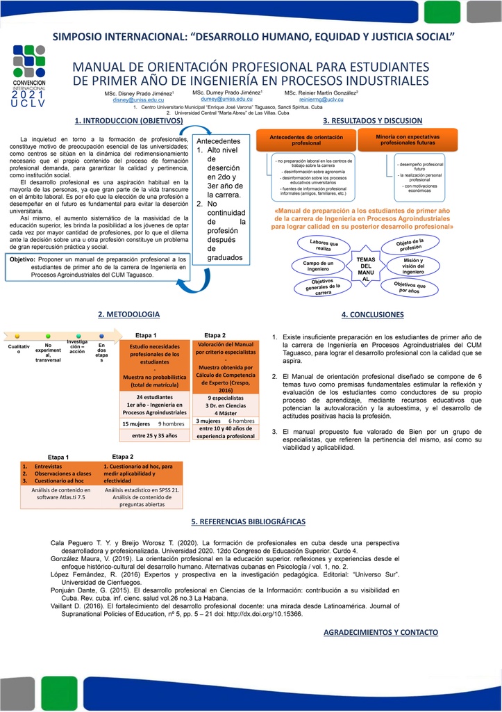 MANUAL DE ORIENTACIÓN PROFESIONAL PARA ESTUDIANTES DE PRIMER AÑO DE INGENIERÍA EN PROCESOS INDUSTRIALES