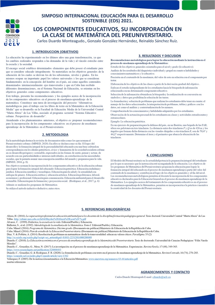 THE INCORPORATION OF THE EDUCATIONAL COMPONENTS IN THE MATHEMATICS OF THE HIGH SCHOOL