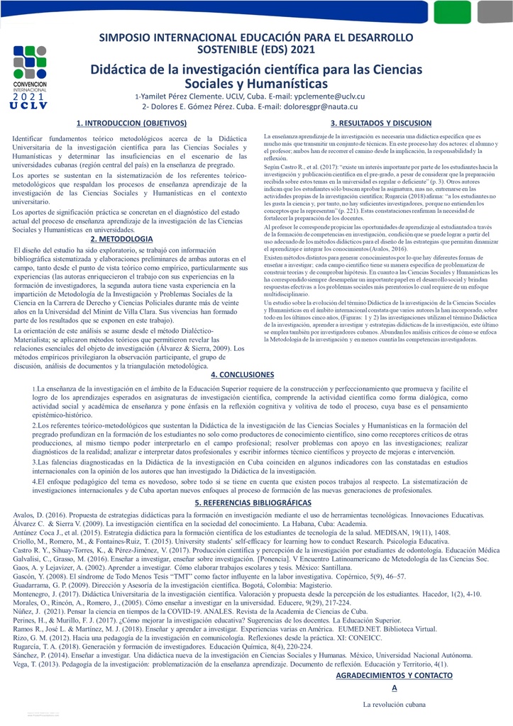 Didáctica de la investigación científica para las Ciencias Sociales y Humanísticas