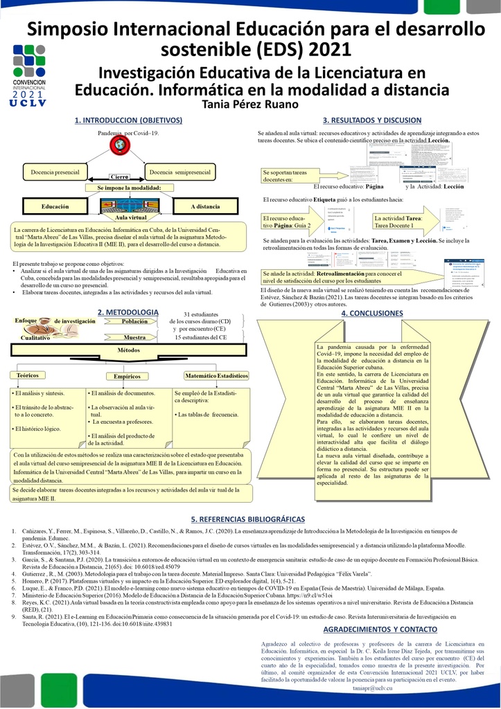 Educational Research of the Bachelor's Degree in Education. Computer Science in the distance modality