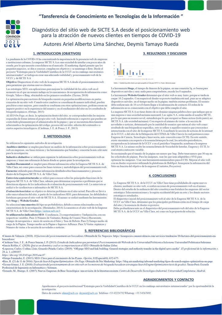 Diagnostico del sitio web de SICTE S.A desde el posicionamiento web para la atracción de nuevos clientes en tiempos de COVID-19