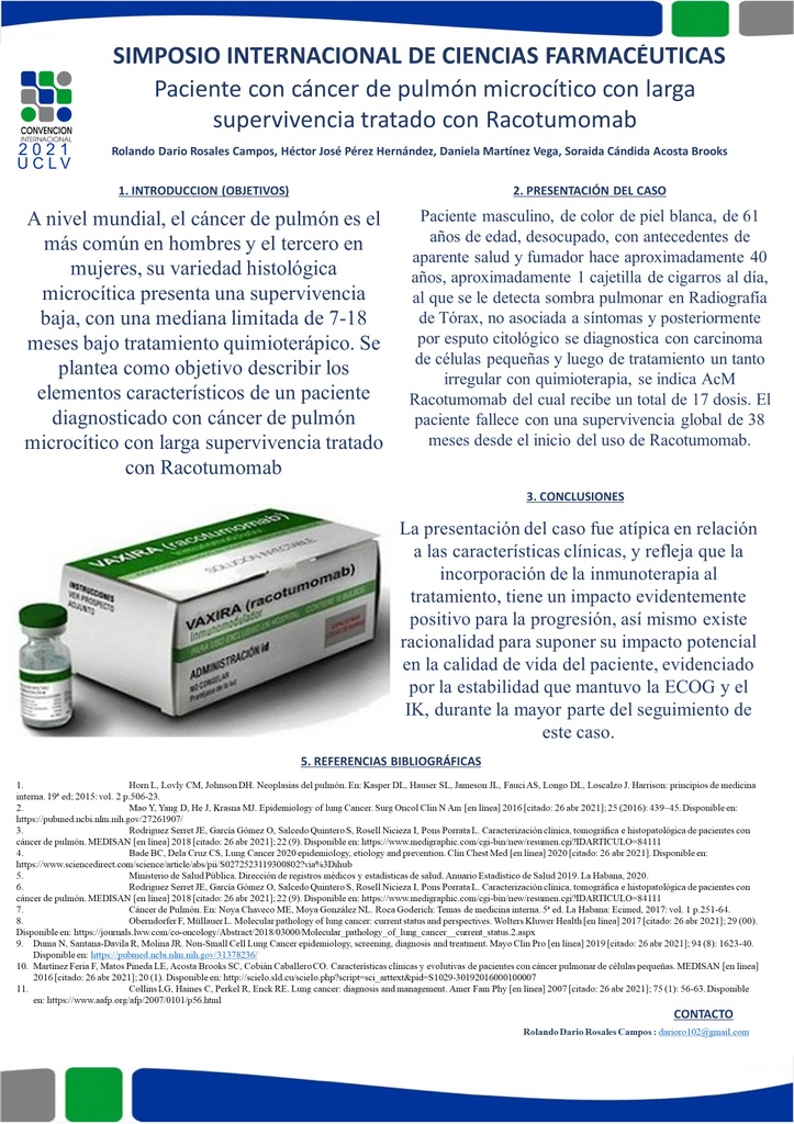 Paciente con cáncer de pulmón microcítico con larga supervivencia tratado con Racotumomab