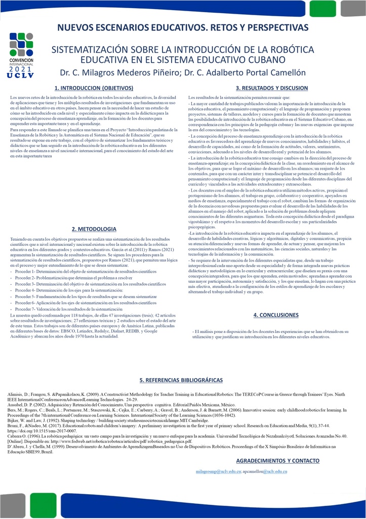 SYSTEMATIZATION ON THE INTRODUCTION OF EDUCATIONAL ROBOTICS IN THE CUBAN EDUCATIONAL SYSTEM