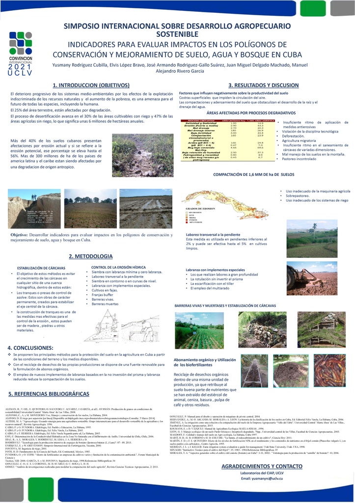 INDICADORES PARA EVALUAR IMPACTOS EN LOS POLÍGONOS DE CONSERVACIÓN Y MEJORAMIENTO DE SUELO, AGUA Y BOSQUE EN CUBA