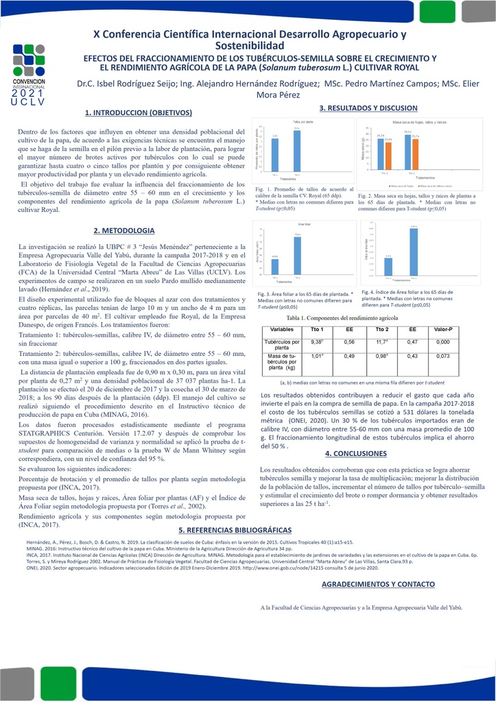 EFECTOS DEL FRACCIONAMIENTO DE LOS TUBÉRCULOS-SEMILLA SOBRE EL CRECIMIENTO Y EL RENDIMIENTO AGRÍCOLA DE LA PAPA (SOLANUM TUBEROSUM L.) CULTIVAR ROYAL