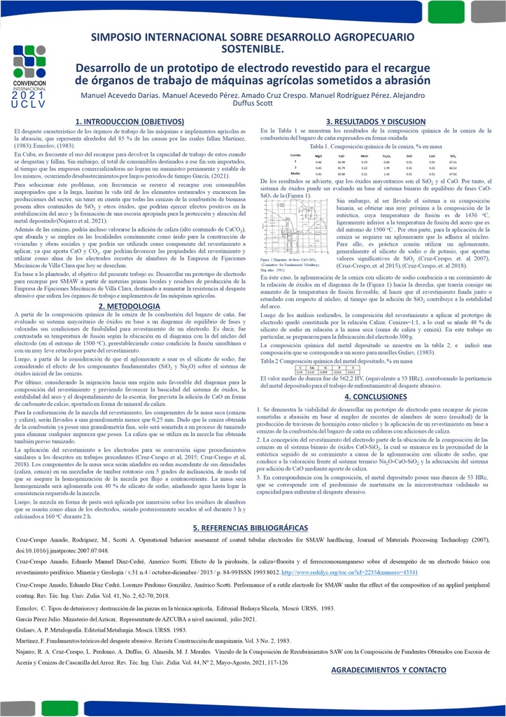 DEVELOPMENT OF A COATED ELECTRODE PROTOTYPE FOR THE HARDFACING OF WORKING ORGANS OF AGRICULTURAL MACHINES