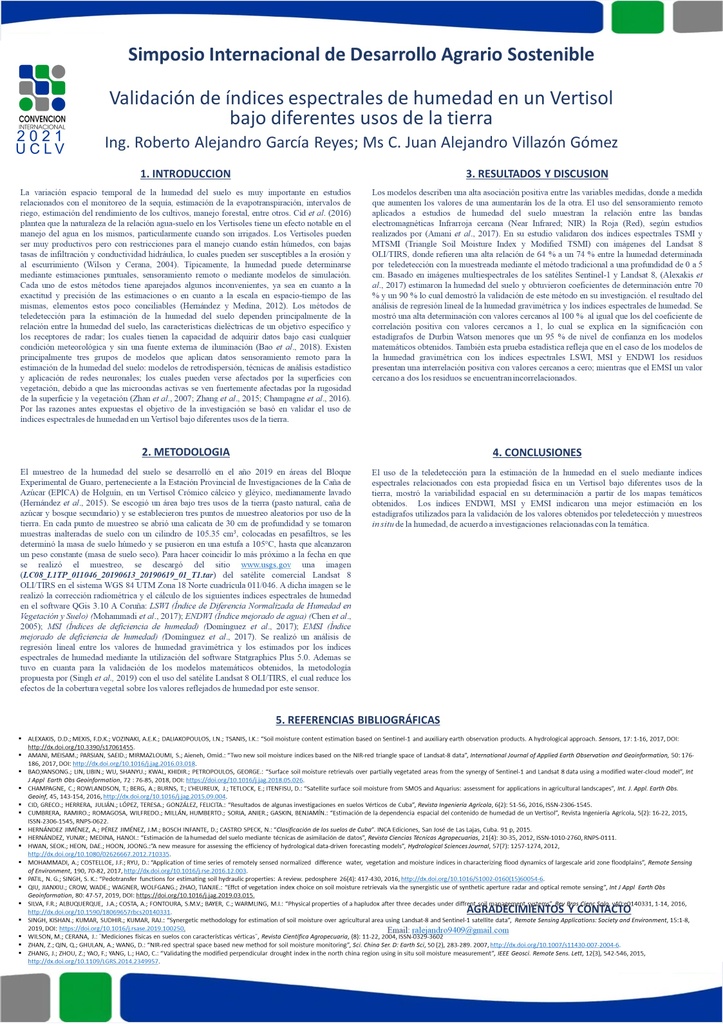 VALIDATION OF SPECTRAL INDICES OF HUMIDITY IN A VERTISOL UNDER DIFFERENT LAND USES