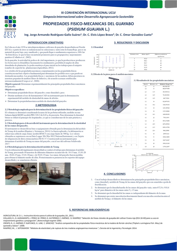 DETERMINATION OF PHYSICAL-MECHANICAL PROPERTIES OF GUAYABO (PSIDIUM GUAYABA, L.), VARIETY ENANA ROJA