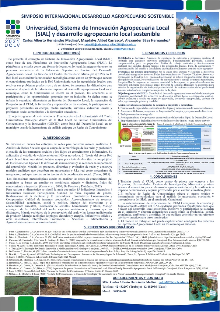 UNIVERSIDAD, SISTEMA DE INNOVACIÓN AGROPECUARIA LOCAL (SIAL) Y DESARROLLO AGROPECUARIO LOCAL SOSTENIBLE