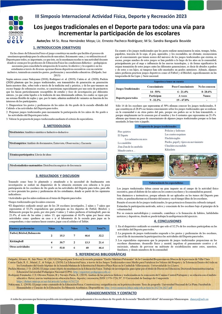 Traditional games in Sports for all: a way to increase the participation of schoolchildren