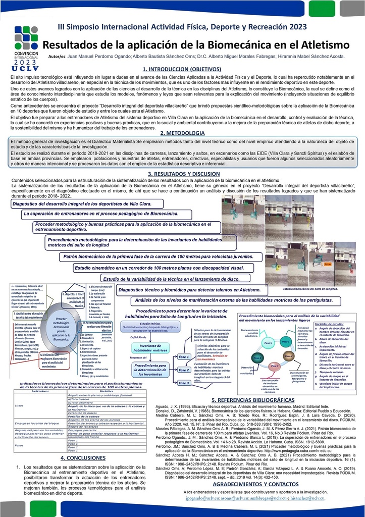 Results of the application of biomechanics in athletics.