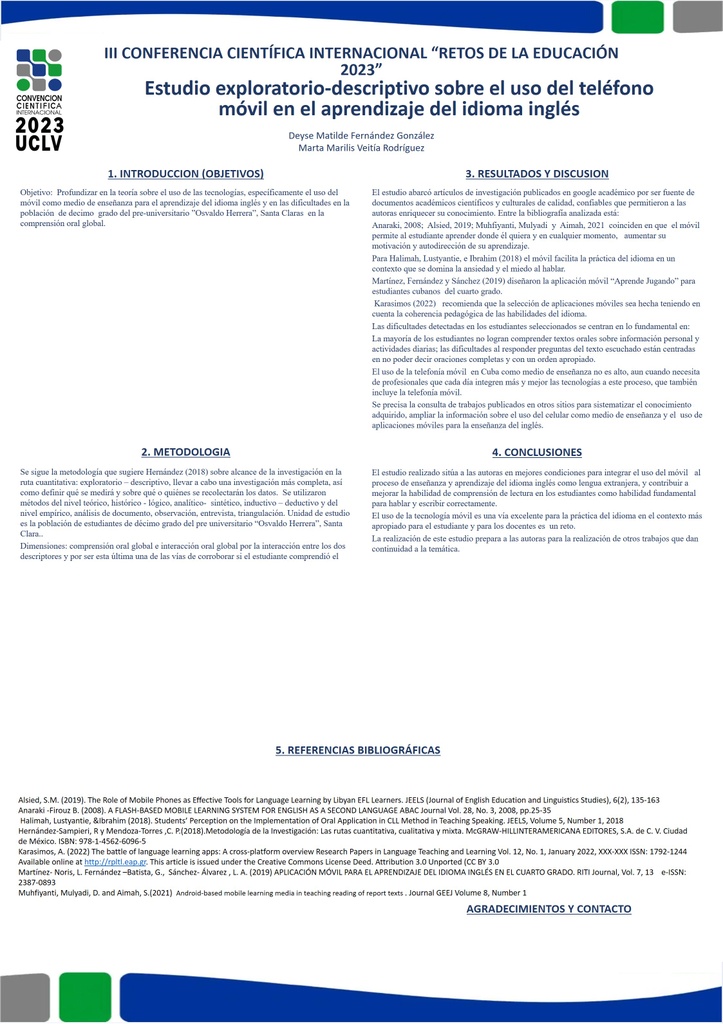 Exploratory-descriptive study on the use of mobil in learning  the English language