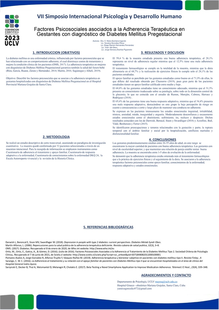 Factores psicosociales asociados a la adherencia terapéutica en gestantes con diagnóstico de Diabetes Mellitus Pregestacional