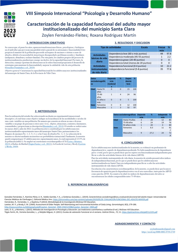 Caracterización de la capacidad funcional del adulto mayor institucionalizado del municipio Santa Clara