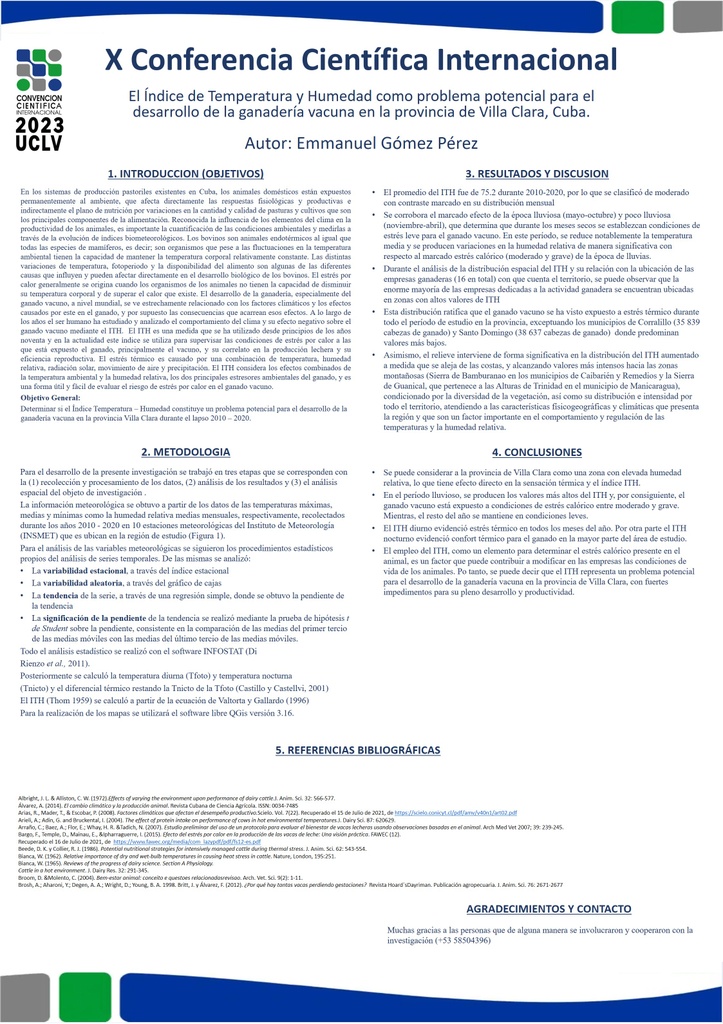 El índice de temperatura y humedad como problema potencial para el desarrollo de la ganadería vacuna en la provincia de Villa Clara, Cuba
