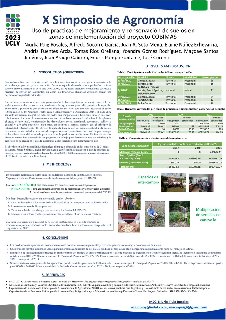 Use of management and conservation practices for soil in the implementation zones of COBIMAS project