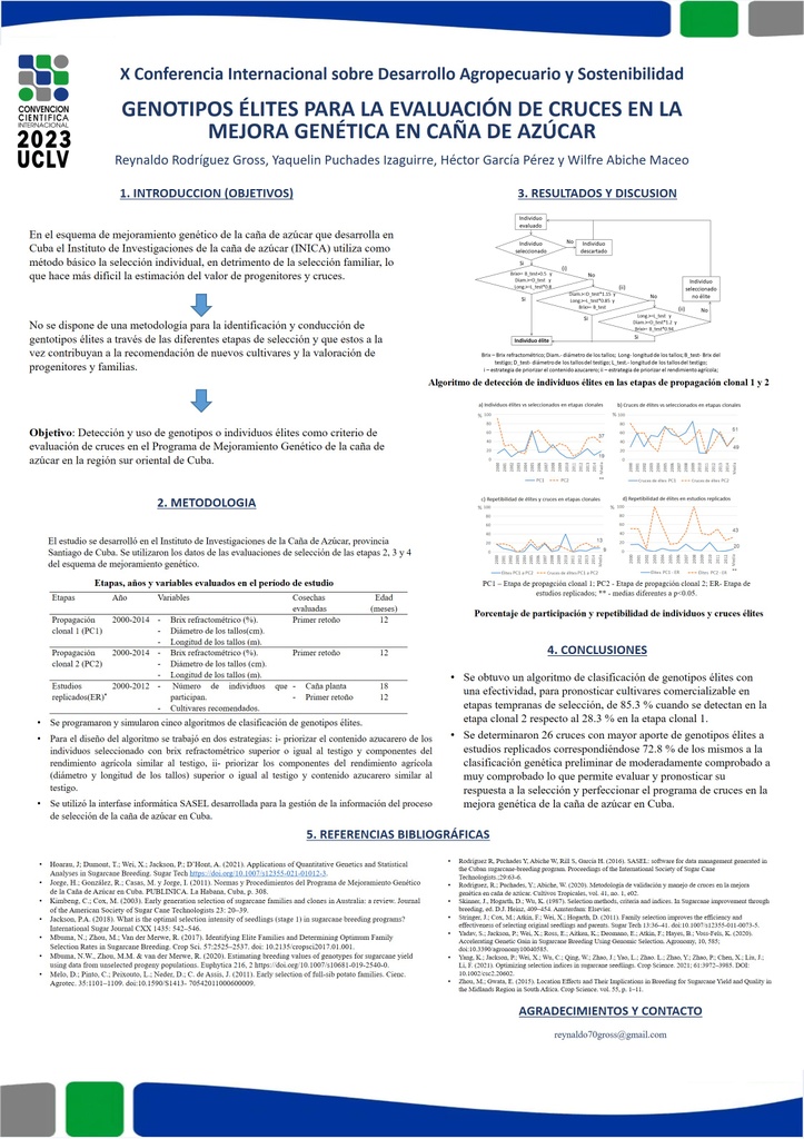 GENOTIPOS ÉLITES PARA LA EVALUACIÓN DE CRUCES EN LA MEJORA GENÉTICA EN CAÑA DE AZÚCAR