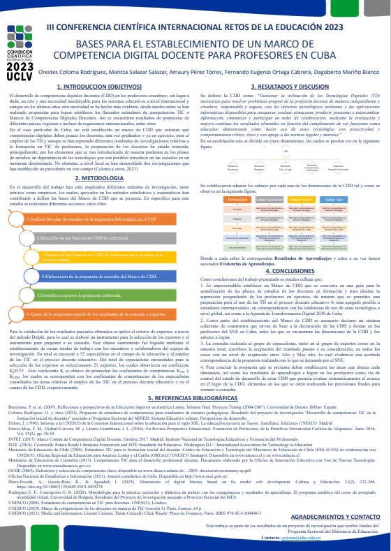 Bases for the establishment of a Teaching Digital Competence Framework for teachers in Cuba