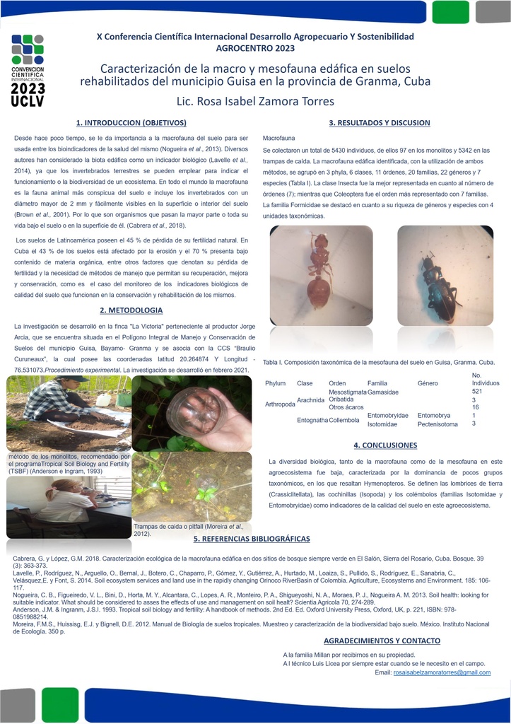 characterization of the edaphic macro and mesofauna in rehabilitated soils of the Guisa municipality in the Granma province, Cuba