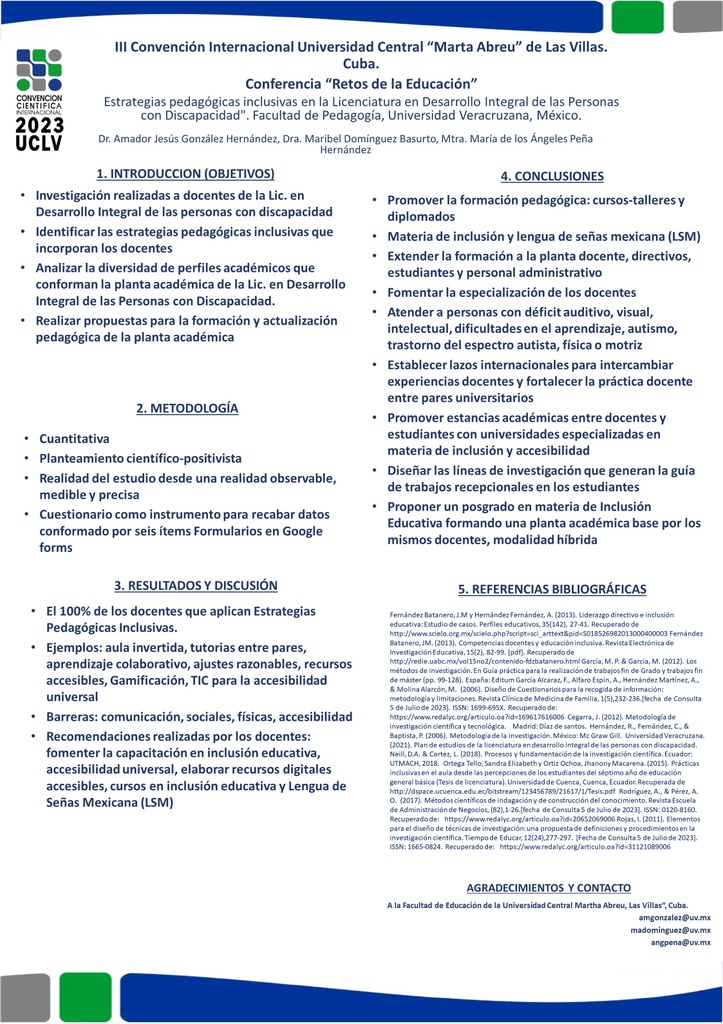 Inclusive pedagogical strategies in the Degree in comprehensive development for people with disabilities.