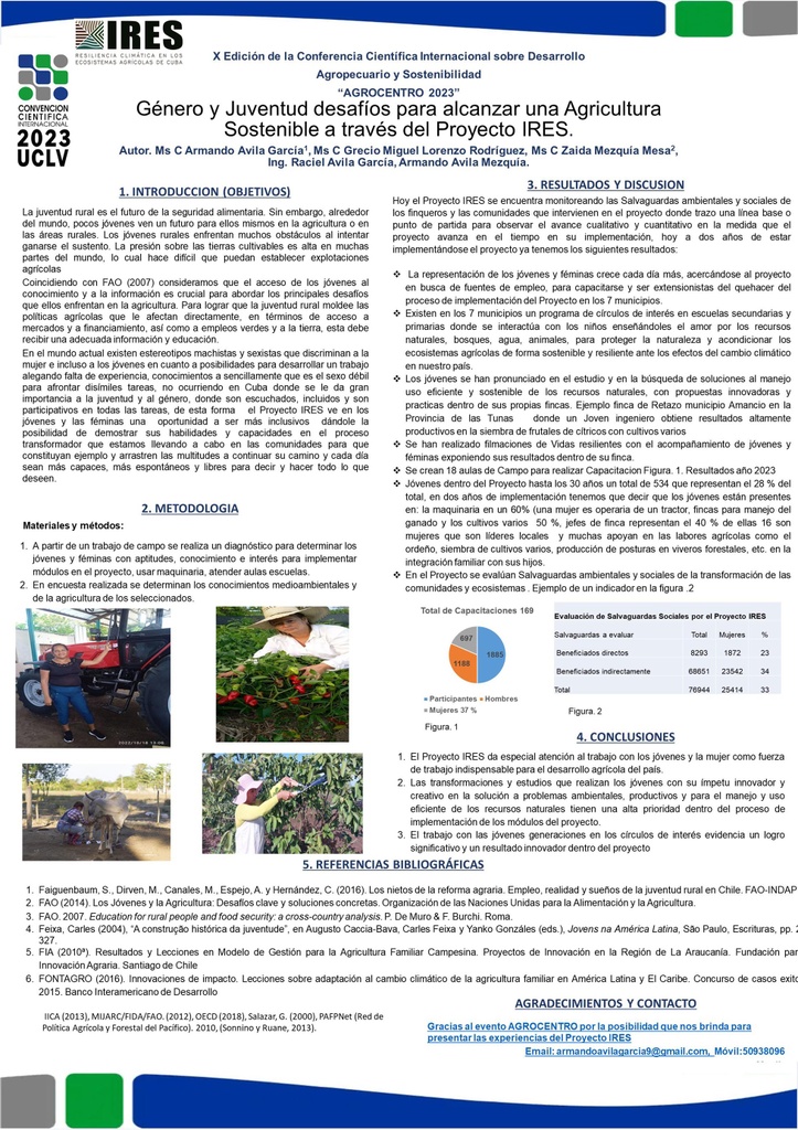 Gender and Youth challenges to achieve Sustainable Agriculture through the IRES Project