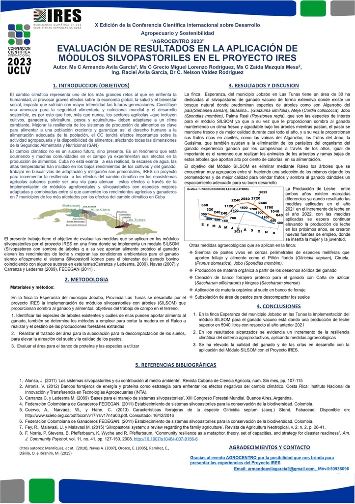 EVALUACION DE RESULTADOS EN LA APLICACIÓN DE MÓDULOS SILVOPASTORILES EN EL PROYECTO IRES