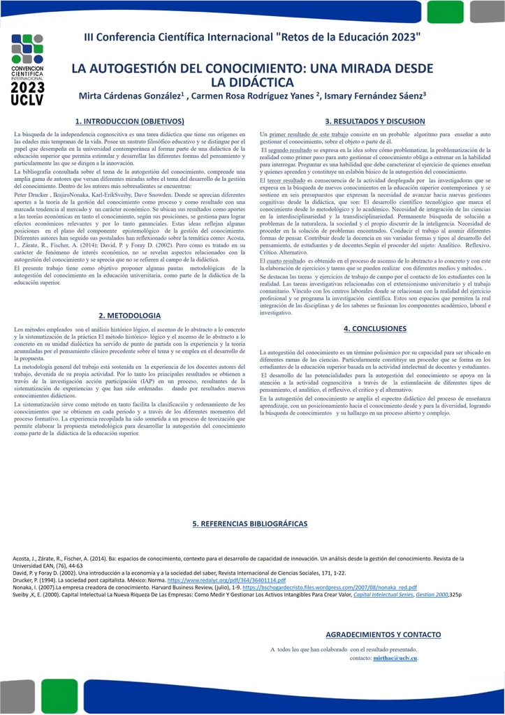 THE SELF-MANAGEMENT OF KNOWLEDGE: A LOOK FROM DIDACTICS