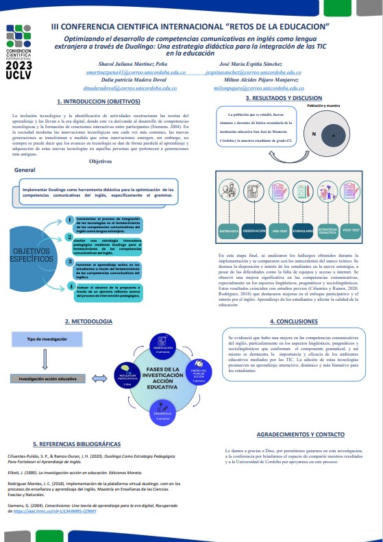 Optimizing the development of communicative competencies in English as a foreign language through Duolingo: A didactic strategy for the integration of ICT in education.