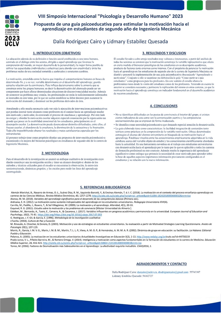 Proposal for a psychoeducational guide to stimulate motivation towards learning in university students