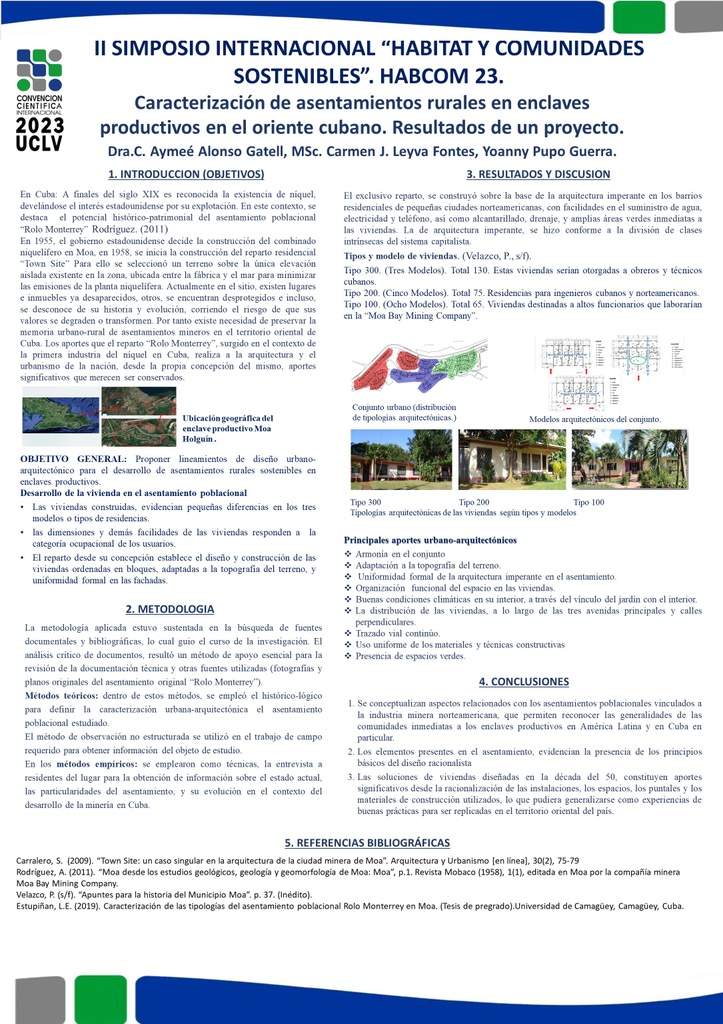 Caracterización de asentamientos rurales en enclaves productivos en el  oriente cubano. Resultados de un proyecto.