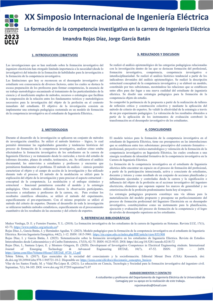 La formación de la competencia investigativa en los estudiantes de Ingeniería Eléctrica